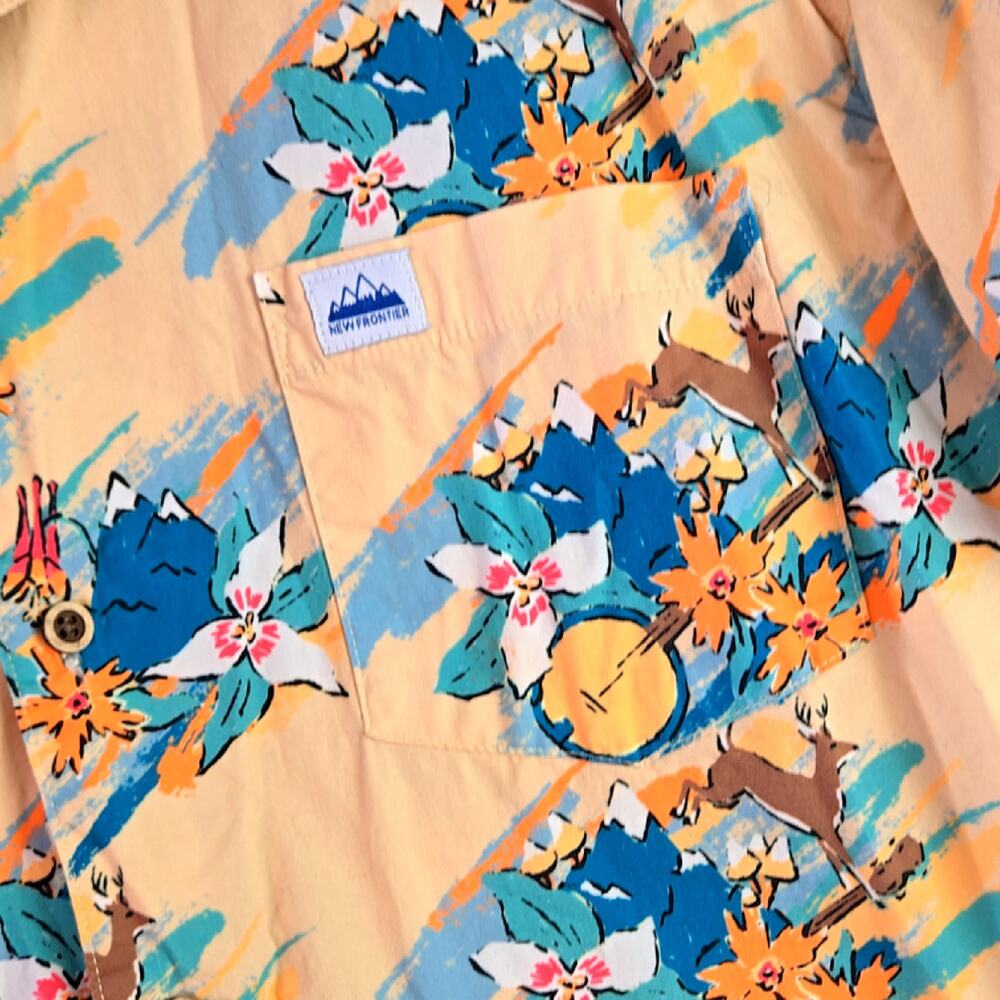 New Frontier Men's "Deer & Banjo" Hawaiian style shirt size Large - Picture 4 of 7